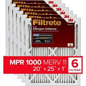 Filtrete 20x25x1, AC Furnace Air Filter, MPR 1000, Micro Allergen Defense 6-Pack